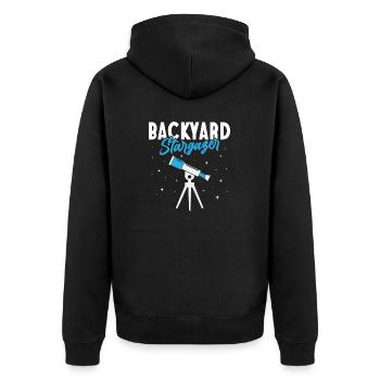 Backyard Stargazer Stars Planets Astronomy - Unisex Premium Organic Zip Hoodie - black - Back - Nico (187cm)