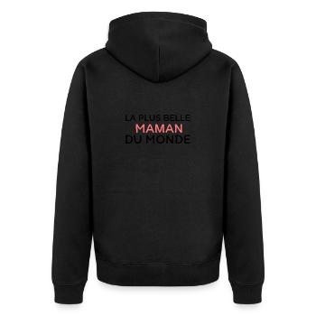 Die schönste Mama der Welt - Unisex Premium Bio Zip Hoodie - Schwarz - Hinten - Nico (187cm)