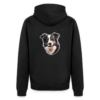 Tête de Border Collie - Veste à capuche bio Premium Unisexe - noir - Dos - Nico (187cm)