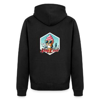 Stay Cool Ice - Unisex Premium Bio Zip Hoodie - Schwarz - Hinten - Nico (187cm)