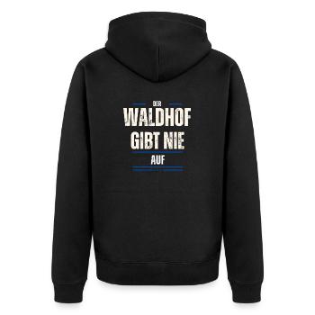 Waldhof Barackler - Unisex Premium Bio Zip Hoodie - Schwarz - Hinten - Nico (187cm)