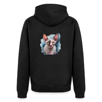 Sphynx Katze für Katzenliebhaber - Unisex Premium Bio Zip Hoodie - Schwarz - Hinten - Nico (187cm)