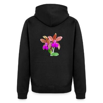 Orchidées Orchidées Hybrides Bronze Blossom Cattleya - Veste à capuche bio Premium Unisexe - noir - Dos - Nico (187cm)