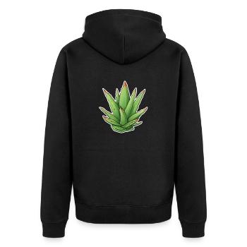 Aloe-Vera-Pflanze - Unisex Premium Bio Zip Hoodie - Schwarz - Hinten - Nico (187cm)