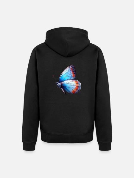 Blue Butterfly - Unisex Premium Organic Zip Hoodie - black