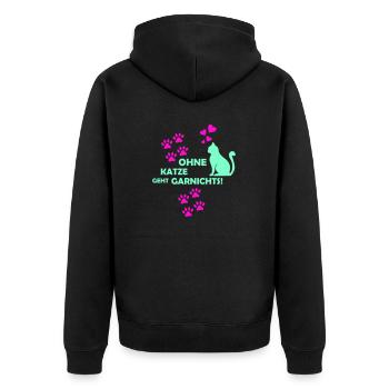 Nothing works without a cat 01 - Unisex Premium Organic Zip Hoodie - black - Back - Nico (187cm)
