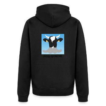 Eine Kuh mit Schnurrbart - Unisex Premium Bio Zip Hoodie - Schwarz - Hinten - Nico (187cm)