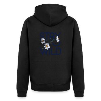 Bleib wild - Unisex Premium Bio Zip Hoodie - Schwarz - Hinten - Nico (187cm)