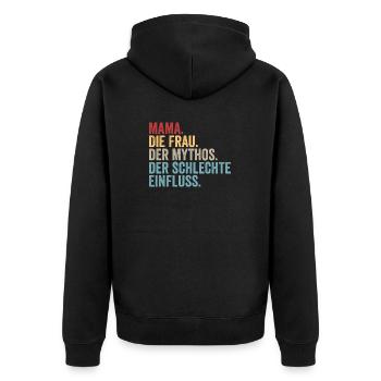 Mutter Mama - Unisex Premium Bio Zip Hoodie - Schwarz - Hinten - Nico (187cm)