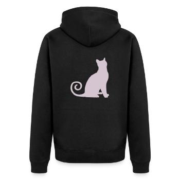 katze silhouette - Unisex Premium Bio Zip Hoodie - Schwarz - Hinten - Nico (187cm)