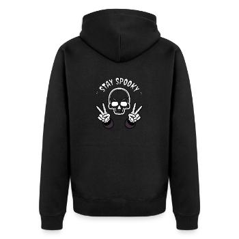 Stay Spooky Skeleton - Unisex Premium Bio Zip Hoodie - Schwarz - Hinten - Nico (187cm)