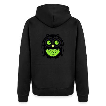 Eule - Unisex Premium Bio Zip Hoodie - Schwarz - Hinten - Nico (187cm)