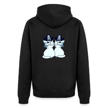 2 Pirate Cats Sabre Buccaneer Eye Patch Team - Unisex Premium Organic Zip Hoodie - black - Back - Nico (187cm)