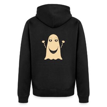 Geisti le sympathique fantôme - Veste à capuche bio Premium Unisexe - noir - Dos - Nico (187cm)