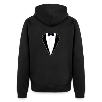 Vintage Party-Smoking Vintage Party Tuxedo - Unisex Premium Bio Zip Hoodie - Schwarz - Hinten - Nico (187cm)