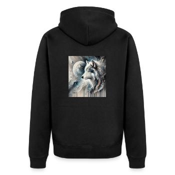 Abstract Wolf - Unisex Premium Organic Zip Hoodie - black - Back - Nico (187cm)