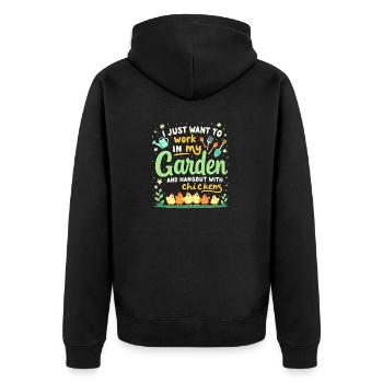 T Shirt Garden Chickens - Unisex Premium Organic Zip Hoodie - black - Back - Nico (187cm)