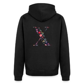 Personalisierter Blumenbuchstabe x - Geschenkidee - Unisex Premium Bio Zip Hoodie - Schwarz - Hinten - Nico (187cm)