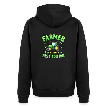 Farmer, Bauernhof, Bauern, für Bauern - Unisex Premium Bio Zip Hoodie - Schwarz - Hinten - Nico (187cm)