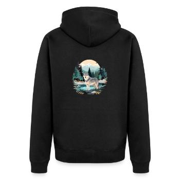 Loup Faune Animal Nature Extérieur Aquarelle - Veste à capuche bio Premium Unisexe - noir - Dos - Nico (187cm)
