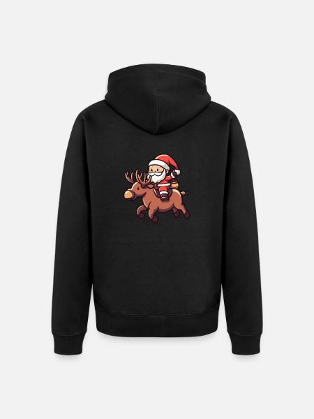 Elg julemanden tegnefilm - Premium økologisk unisex-hættejakke - sort