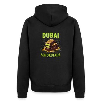 Dubai-Schokolade - Schokolade-Meme - Unisex Premium Bio Zip Hoodie - Schwarz - Hinten - Nico (187cm)