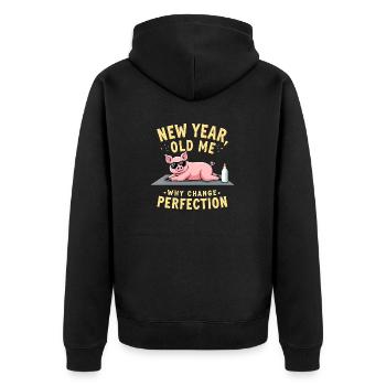 Sarkastischer Witz - Neujahr - Unisex Premium Bio Zip Hoodie - Schwarz - Hinten - Nico (187cm)
