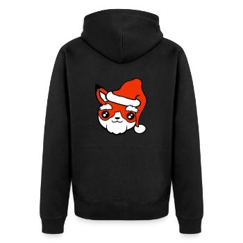 Fuchs Weihnachtsmann Weihnachten Mütze Nikolaus - Unisex Premium Bio Zip Hoodie - Schwarz - Hinten - Nico (187cm)