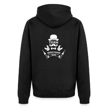 team bräutigam 2025 - Unisex Premium Bio Zip Hoodie - Schwarz - Hinten - Nico (187cm)