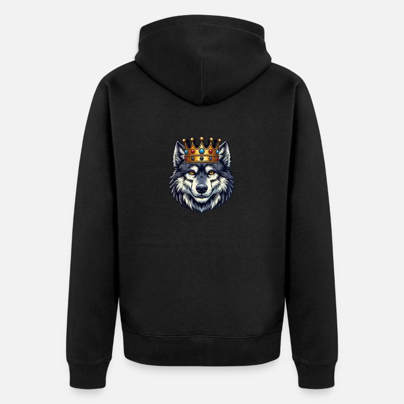 wolf king - Unisex Premium Bio Zip Hoodie - Schwarz