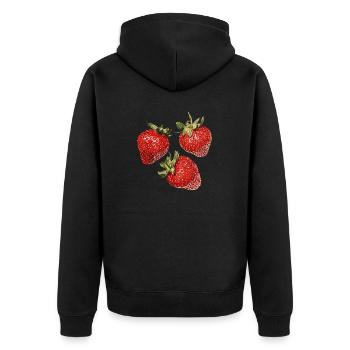 Erdbeeren - Unisex Premium Bio Zip Hoodie - Schwarz - Hinten - Nico (187cm)