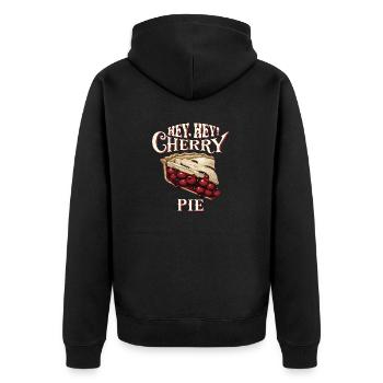 Hey, Hey! Cherry Pie - Unisex Premium Organic Zip Hoodie - black - Back - Nico (187cm)