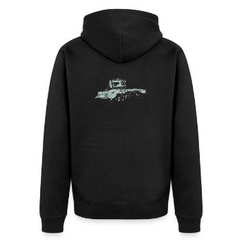 Pistenraupe Ski Wintersport Skifahrer Silhouette - Unisex Premium Bio Zip Hoodie - Schwarz - Hinten - Nico (187cm)