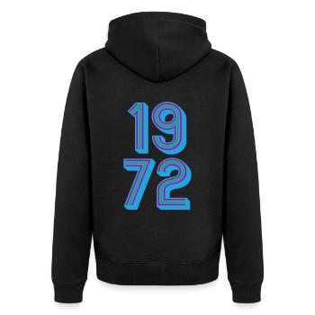 1972 Geburtsjahr | Farben änderbar - Unisex Premium Bio Zip Hoodie - Schwarz - Hinten - Nico (187cm)