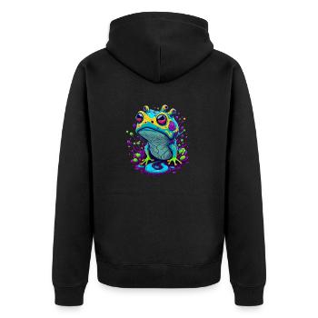 Trippy Frog 03 - Unisex Premium Organic Zip Hoodie - black - Back - Nico (187cm)