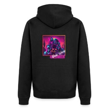 Dark Waves - Unisex Premium Bio Zip Hoodie - Schwarz - Hinten - Nico (187cm)