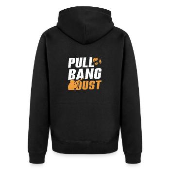 Pull Trapshooting Skeet Shooting - Unisex Premium Bio Zip Hoodie - Schwarz - Hinten - Nico (187cm)