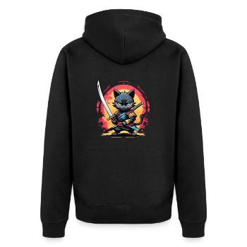 Ninja cat #1 - Unisex Premium Organic Zip Hoodie - black - Back - Nico (187cm)