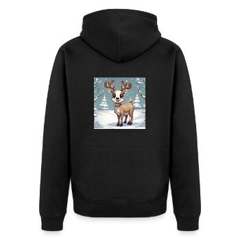 Die beste Zeit des Jahres Rentier Winter - Unisex Premium Bio Zip Hoodie - Schwarz - Hinten - Nico (187cm)
