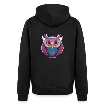 Träumende Eule (Dreamy Animals Collection) - Unisex Premium Bio Zip Hoodie - Schwarz - Hinten - Nico (187cm)