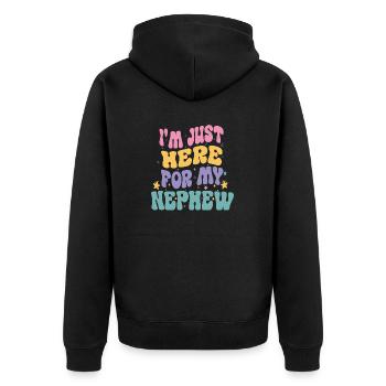 i'm Just Here For My Nephew funny Vintage groovy - Veste à capuche bio Premium Unisexe - noir - Dos - Nico (187cm)