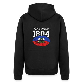 Haiti Haitian Flag Ayiti Haitian I Gift - Unisex Premium Organic Zip Hoodie - black - Back - Nico (187cm)