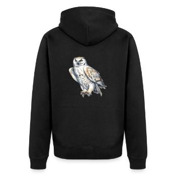 SnowyOwl 05 - Unisex Premium Bio Zip Hoodie - Schwarz - Hinten - Nico (187cm)