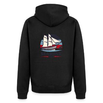 sailing, boat, marine, see - Unisex Premium Bio Zip Hoodie - Schwarz - Hinten - Nico (187cm)