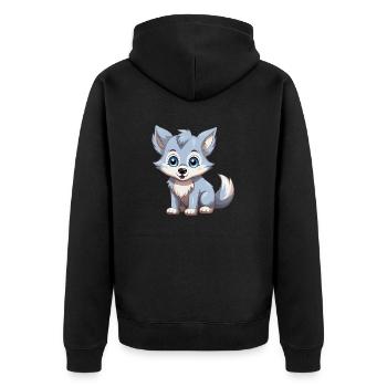 Cute wolf cub - Unisex Premium Organic Zip Hoodie - black - Back - Nico (187cm)