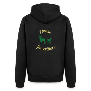 I brake for critters - Unisex Premium Organic Zip Hoodie - black - Back - Nico (187cm)