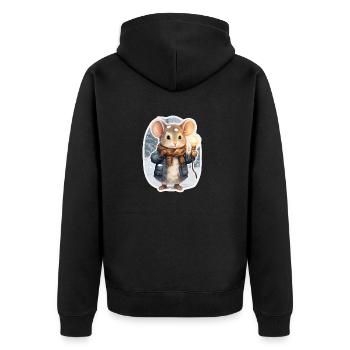 Souris moderne en hiver - Veste à capuche bio Premium Unisexe - noir - Dos - Nico (187cm)