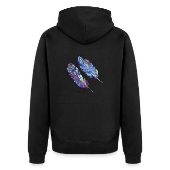 Feder - Unisex Premium Bio Zip Hoodie - Schwarz - Hinten - Nico (187cm)