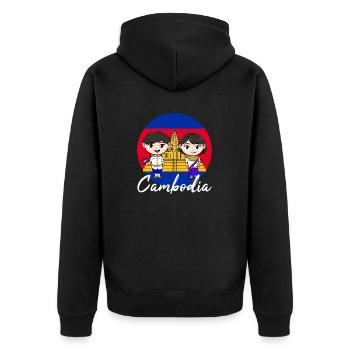 Temple du Cambodge Khmer Vintage drapeau je cadeau - Veste à capuche bio Premium Unisexe - noir - Dos - Nico (187cm)