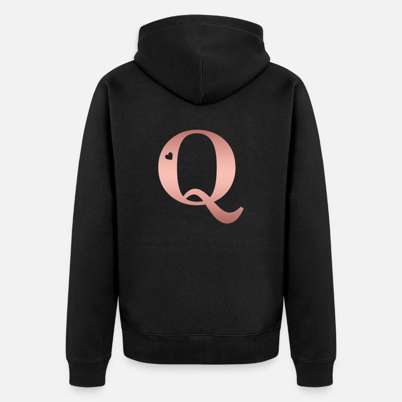 lettre Q rose gold - Veste à capuche bio Premium Unisexe - noir